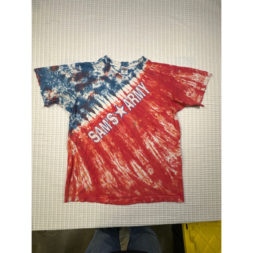 Vintage Fruit of the Loom Heavyweight Sam’s Army tie dye XL Patriotic Skatter